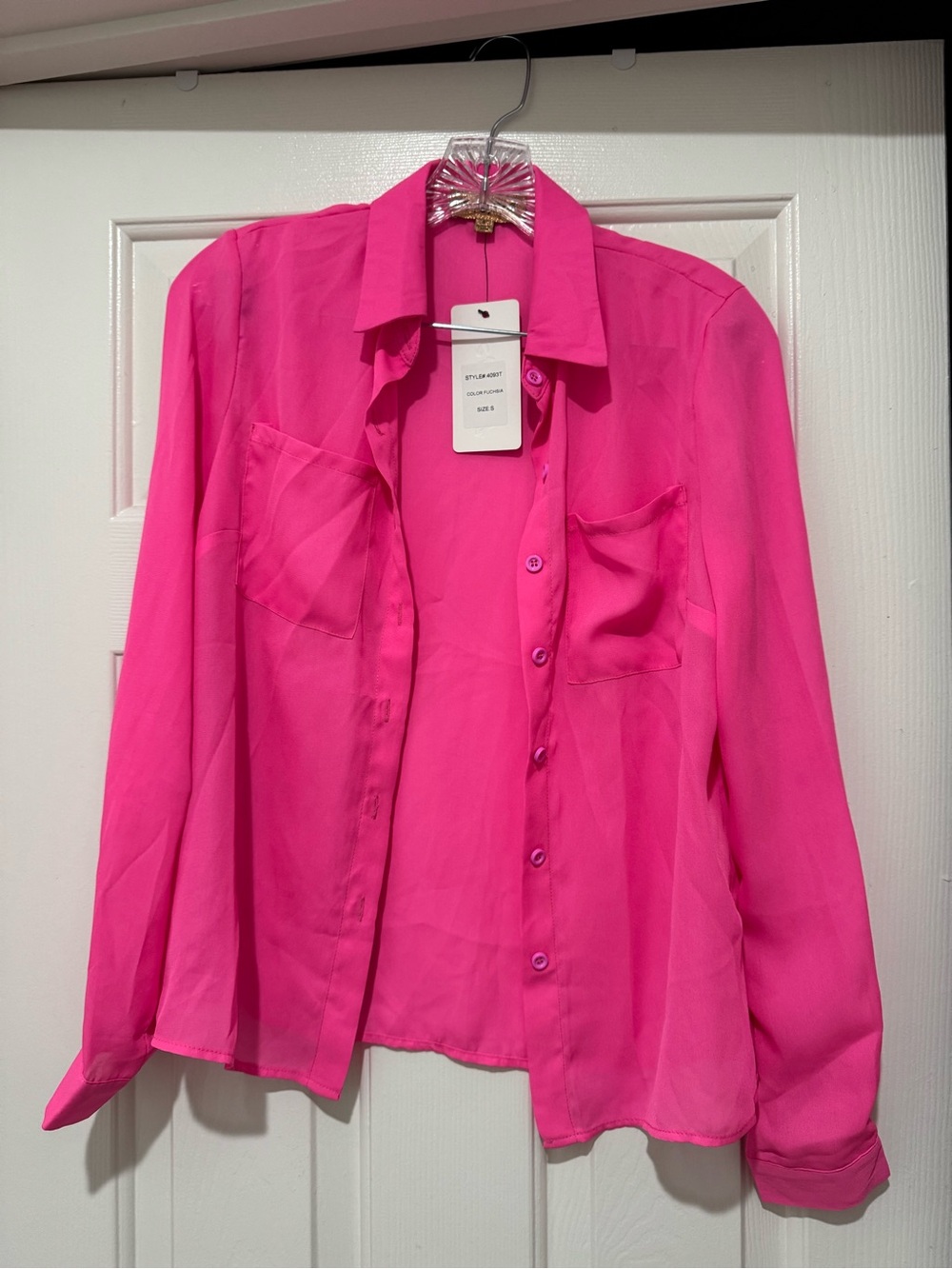 Stylish Pink Long Sleeve Women's Top